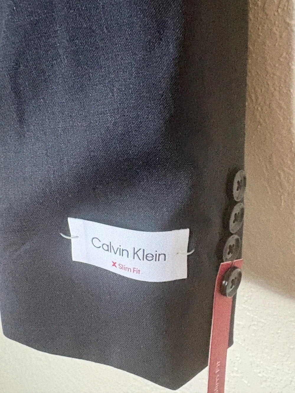 Calvin Klein Men's Slim Fit 100% Wool Charcoal Suit 42R